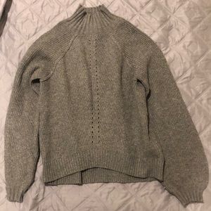 gray oversized turtleneck sweater